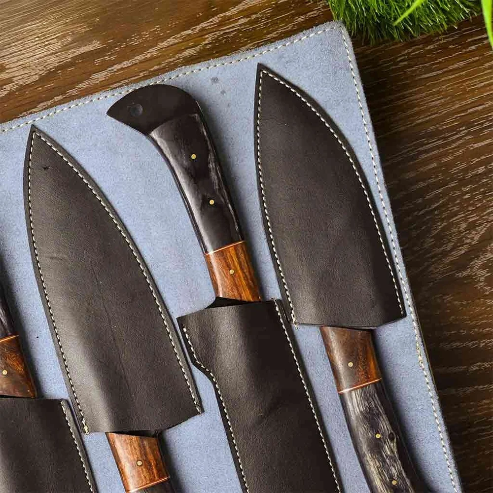Kitchen Set Handmade knives with Carbon Steel Chef Damascus Knives Set NEW